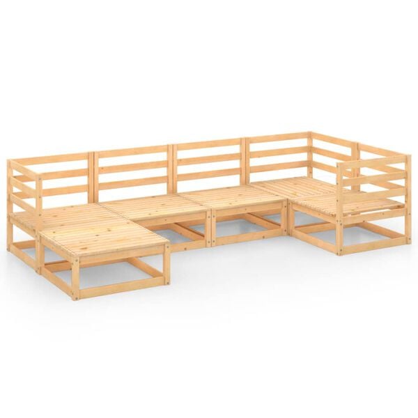 vidaXL عدد 6 قطع طقم جلسة حديقة خشب صنوبر صلب