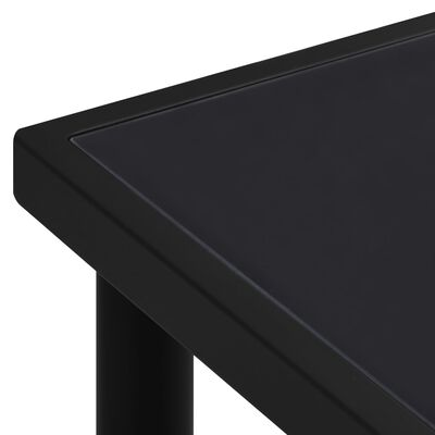 vidaXL طاولة حديقة بسطح زجاجي أسود 150×90×74 سم فولاذ