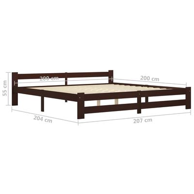 vidaXL إطار سرير بني داكن خشب صنوبر صلب 200×200 سم