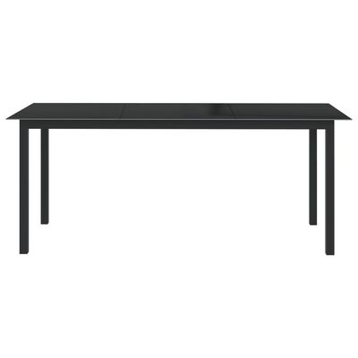 vidaXL طاولة حديقة أسود 190×90×74 سم ألومنيوم وزجاج