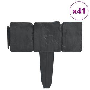 vidaXL سياج عشب مظهر حجري 41 ق بلاستيك 10 م