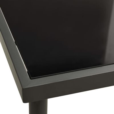 vidaXL طاولة سفرة خارجية أنثراسيت 80×80×72 سم زجاج وفولاذ