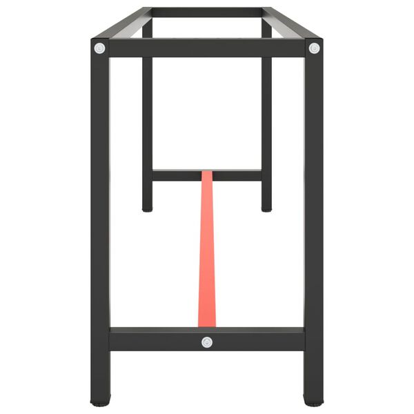 vidaXL إطار طاولة عمل معدني باللونين الأسود والأحمر غير اللامعين، أبعاده 190&times;50&times;79 سم