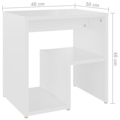 vidaXL خزانة سرير أبيض 40×30×40 سم خشب حبيبي