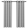 vidaXL ستائر بلاك اوت ذات مظهر كتاني مع حلقات 2 ق رمادي 140&times;175 سم