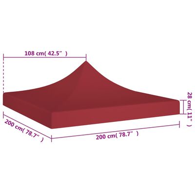 vidaXL سقف خيمة حفلات 2×2 م برغندي 270 جم/م²
