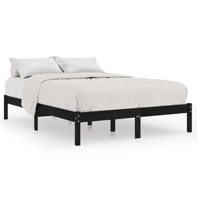 vidaXL إطار سرير خشب صنوبر صلب أسود 140×200 سم