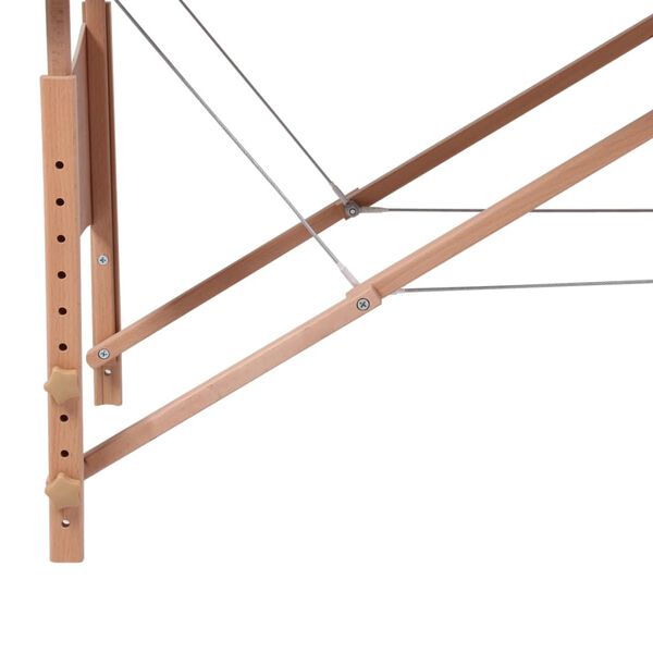 vidaXL طاولة مساج سوداء قابلة للطي 2 أقسام بإطار خشبي