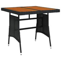 vidaXL طاولة حديقة أسود 70×70×72 سم بولي روطان وخشب أكاسيا صلب