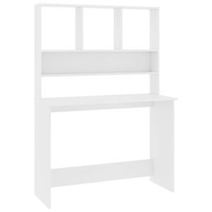 vidaXL مكتب مع رفوف أبيض 110&times;45&times;157 سم خشب مضغوط