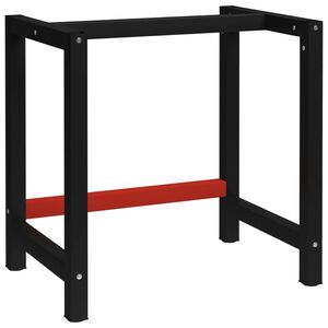 vidaXL إطار طاولة عمل معدني 80&times;57&times;79 سم أسود وأحمر