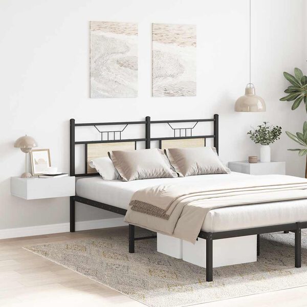 vidaXL منضدة سرير عائمة 2 ق أبيض لامع 40×30×15 سم خشب صناعي