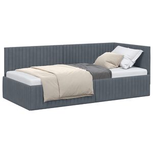 vidaXL إطار سرير ركني رمادي داكن 90 x 200 cm مخملي