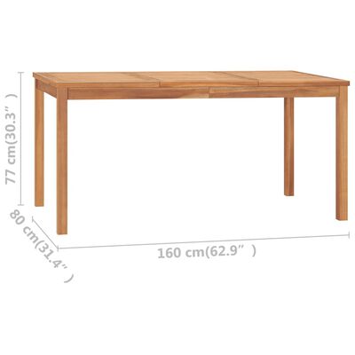 vidaXL طاولة سفرة حديقة 160×80×77 سم خشب ساج صلب