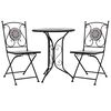 279690 vidaXL 3 Piece Mosaic Bistro Set Ceramic Tile Grey(46715+46716) - Untranslated