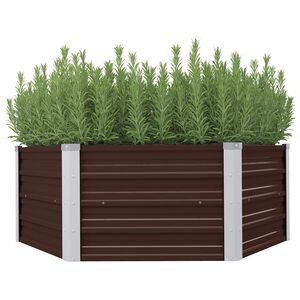 vidaXL حوض حديقة مرتفع بني 129&times;129&times;46 سم فولاذ مجلفن