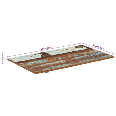 vidaXL سطح طاولة مستطيل 60×100 سم 15-16 ملم خشب صلب مستصلح
