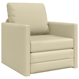 vidaXL أريكة سرير أرضية 2 في 1، لون كريمي، 112&times;174&times;55 سم، جلد صناعي