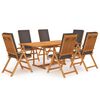 3059567 vidaXL 7 Piece Garden Dining Set with Cushions Solid Teak Wood Grey (43034+3x48982) - Untranslated