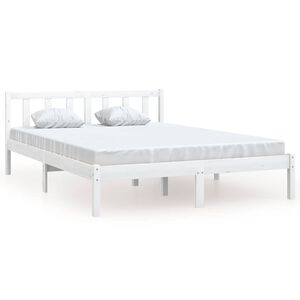 vidaXL إطار سرير خشب صنوبر صلب أبيض 160&times;200 سم