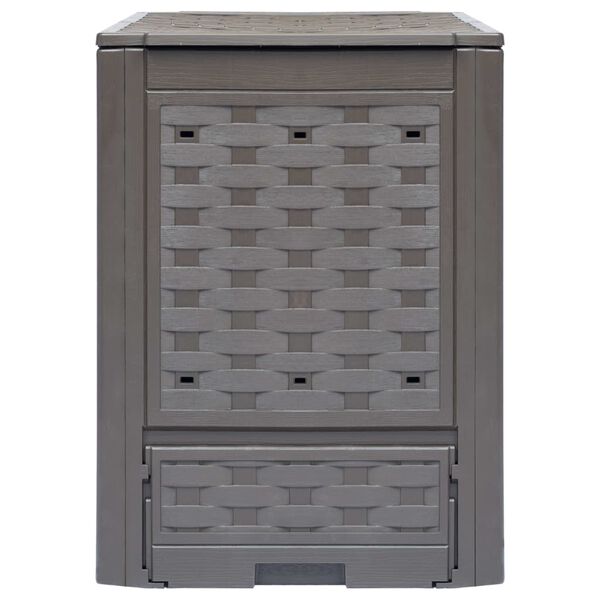 vidaXL سلة حديقة كمبوستر بني 60×60×83 سم 300 لتر روطان بلاستيك