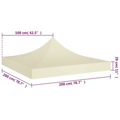 vidaXL سقف خيمة حفلات 2×2 م كريمي 270 جم/م²