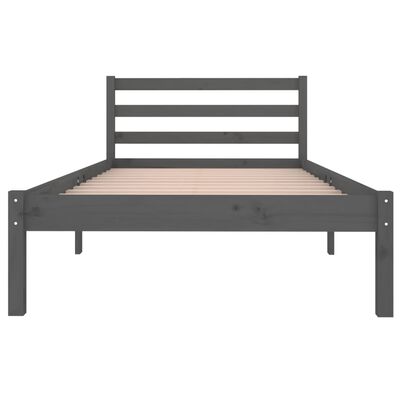 vidaXL إطار سرير خشب صنوبر صلب 90×200 سم رمادي