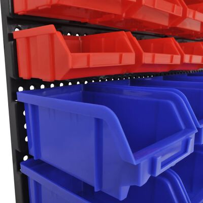 vidaXL 140761صندوق تخزين جداري بلاستيك للجراج 30 ق أزرق وأحمر
