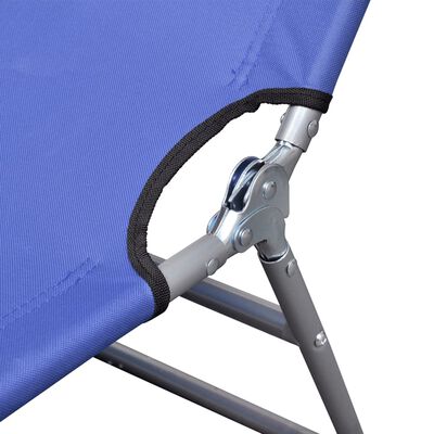 vidaXL كرسي تشمس قابل للطي مع وسادة للرأس فولاذي مطلي بالبودرة أزرق