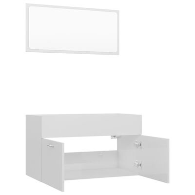 vidaXL 804797 vidaXL 2 Piece Bathroom Furniture Set High Gloss White Chipboard