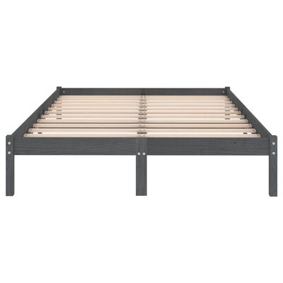 vidaXL إطار سرير خشب صنوبر صلب رمادي 140×200 سم