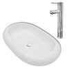 275496 vidaXL Bathroom Basin with Mixer Tap Ceramic Oval White (140673+142017) - Untranslated