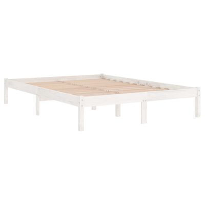 vidaXL إطار سرير خشب صنوبر صلب أبيض 160×200 سم