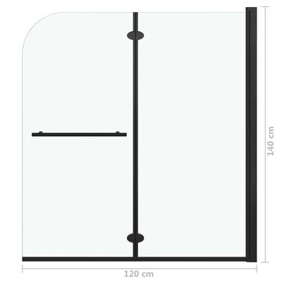 vidaXL غرفة استحمام قابلة للطي 2 لوح 120×140 سم أسود
