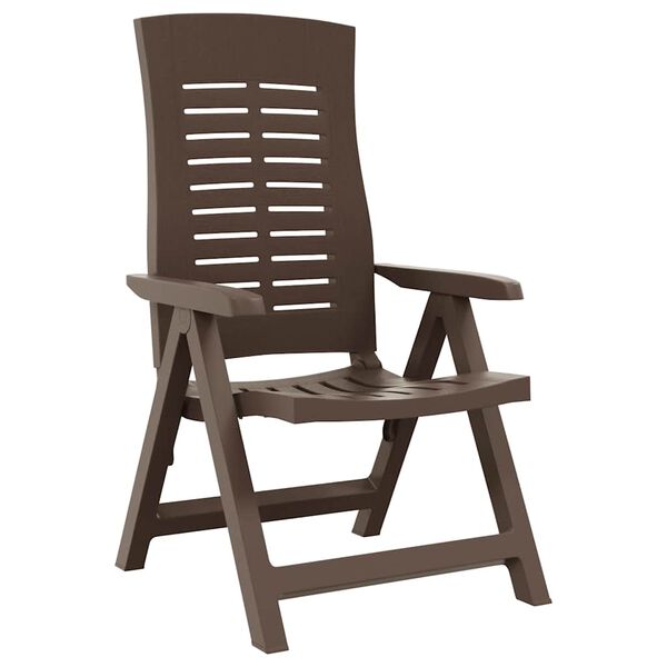 vidaXL كراسي حديقة قابلة للإمالة 2 ق بلاستيك لون موكا