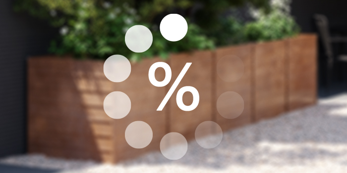 أصيص خارجي أسفل أيقونة جاري الخصم البيضاء