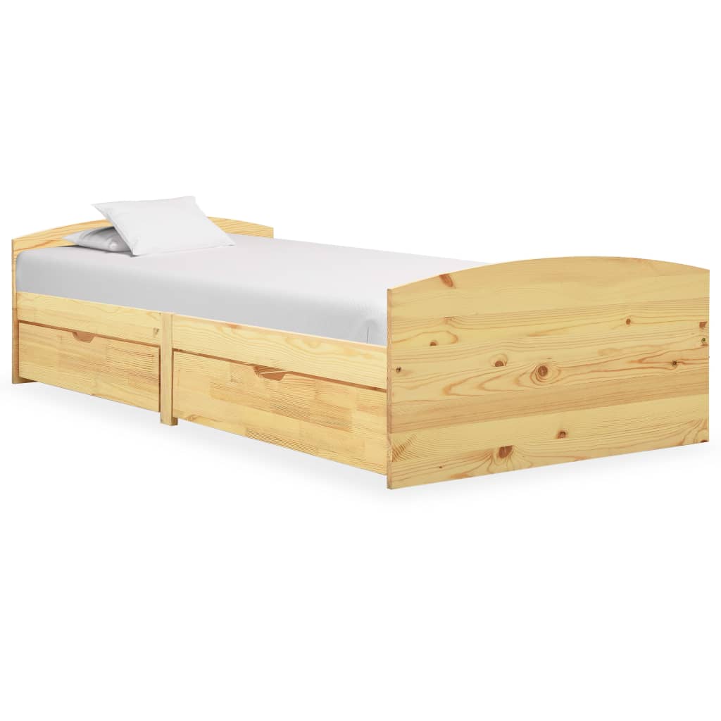 vidaXL إطار سرير مع درجين خشب صنوبر صلب 90×200 سم من vidaXL