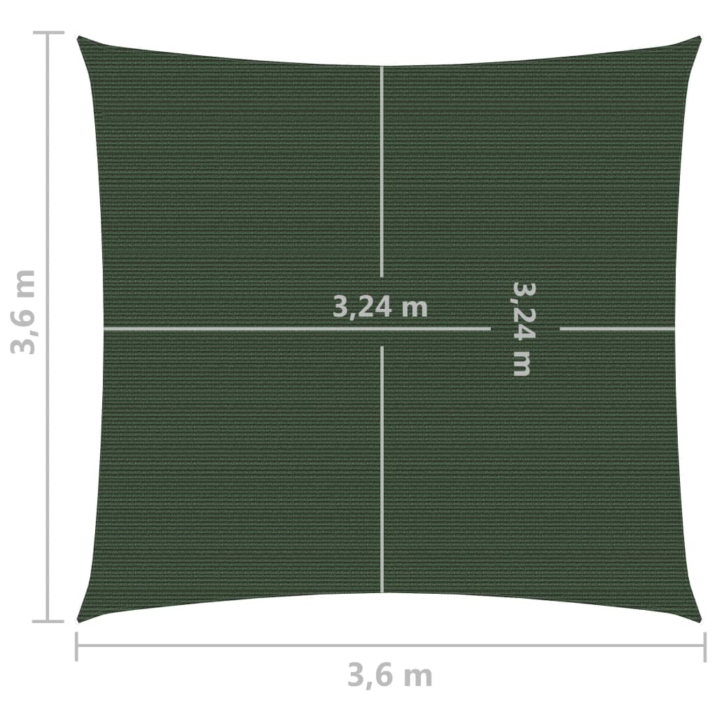 vidaXL مظلة شراعية 160 جم/م² أخضر داكن 3.6×3.6 م HDPE