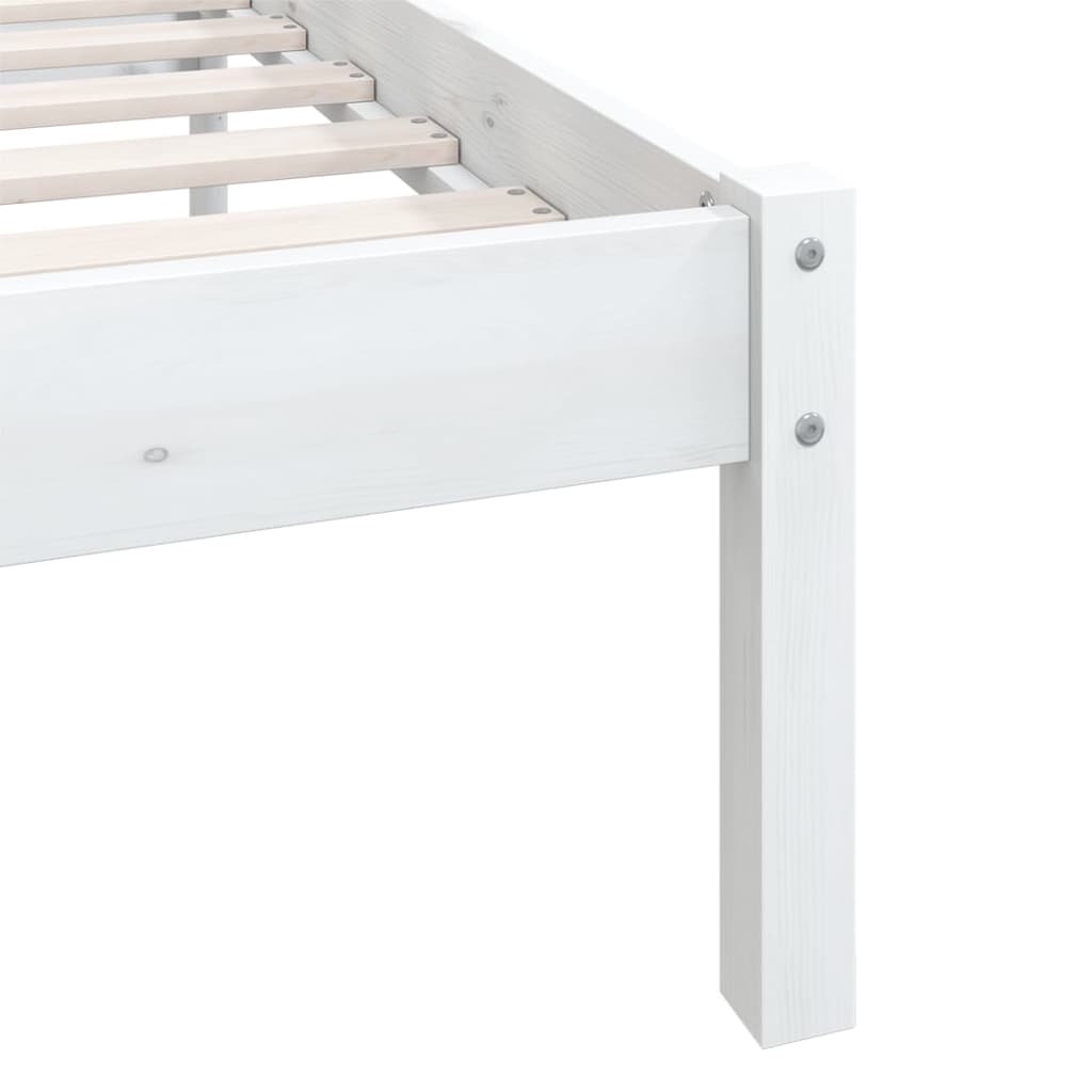 vidaXL إطار سرير خشب صنوبر صلب أبيض 150×200 سم 5FT حجم كينج