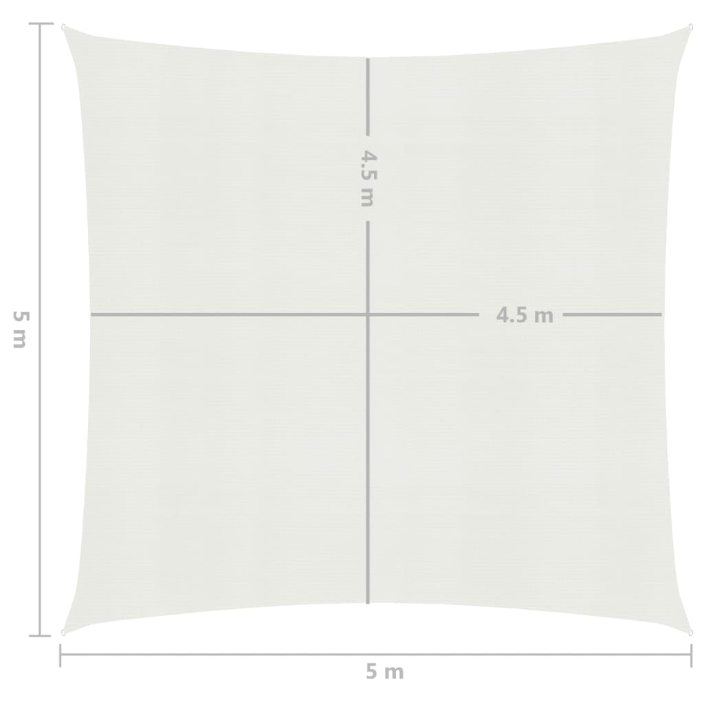 vidaXL مظلة شراعية 160 جم/م² أبيض 5×5 م HDPE