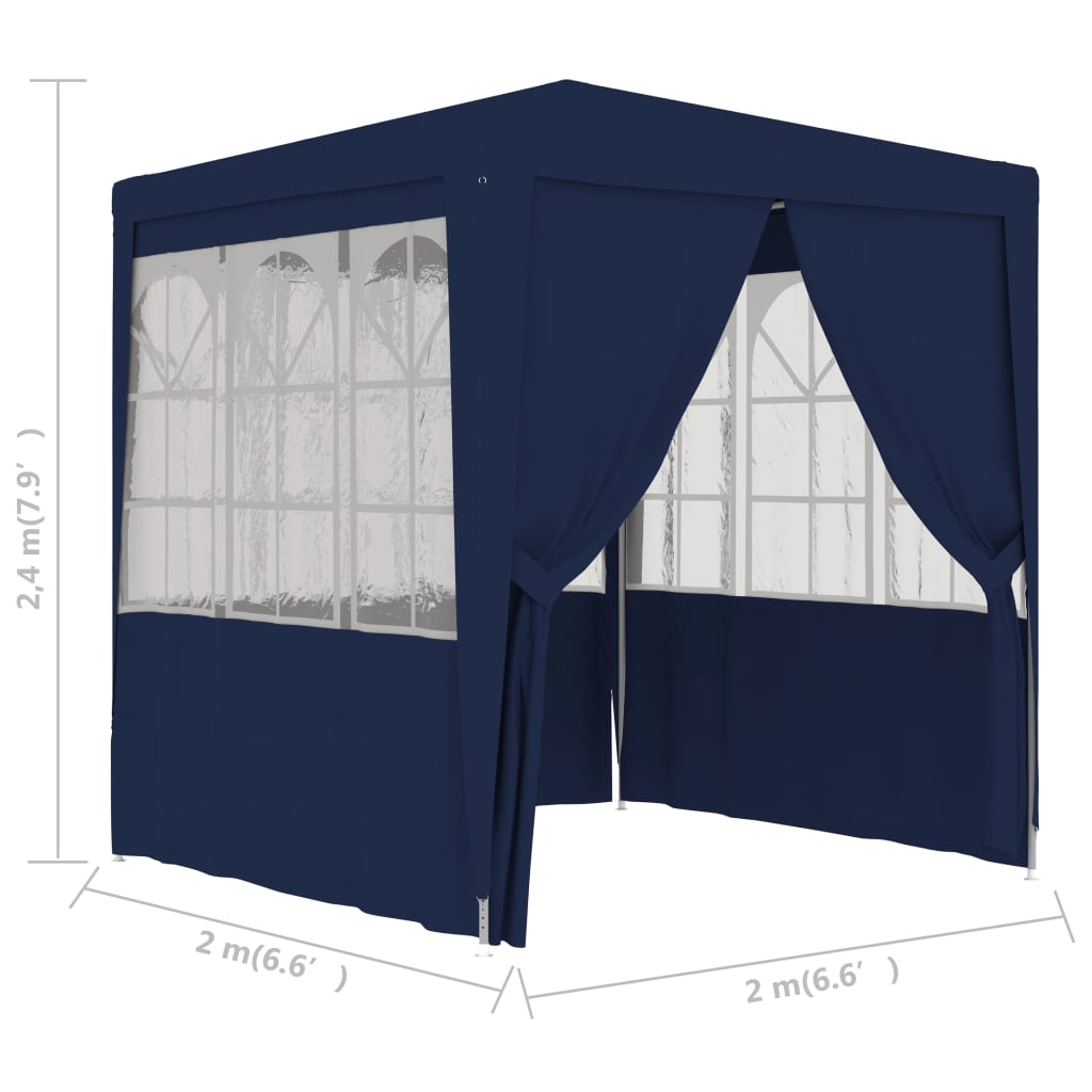 vidaXL خيمة حفلات احترافية بجدران جانبية 2×2 م أزرق 90 جم/م²