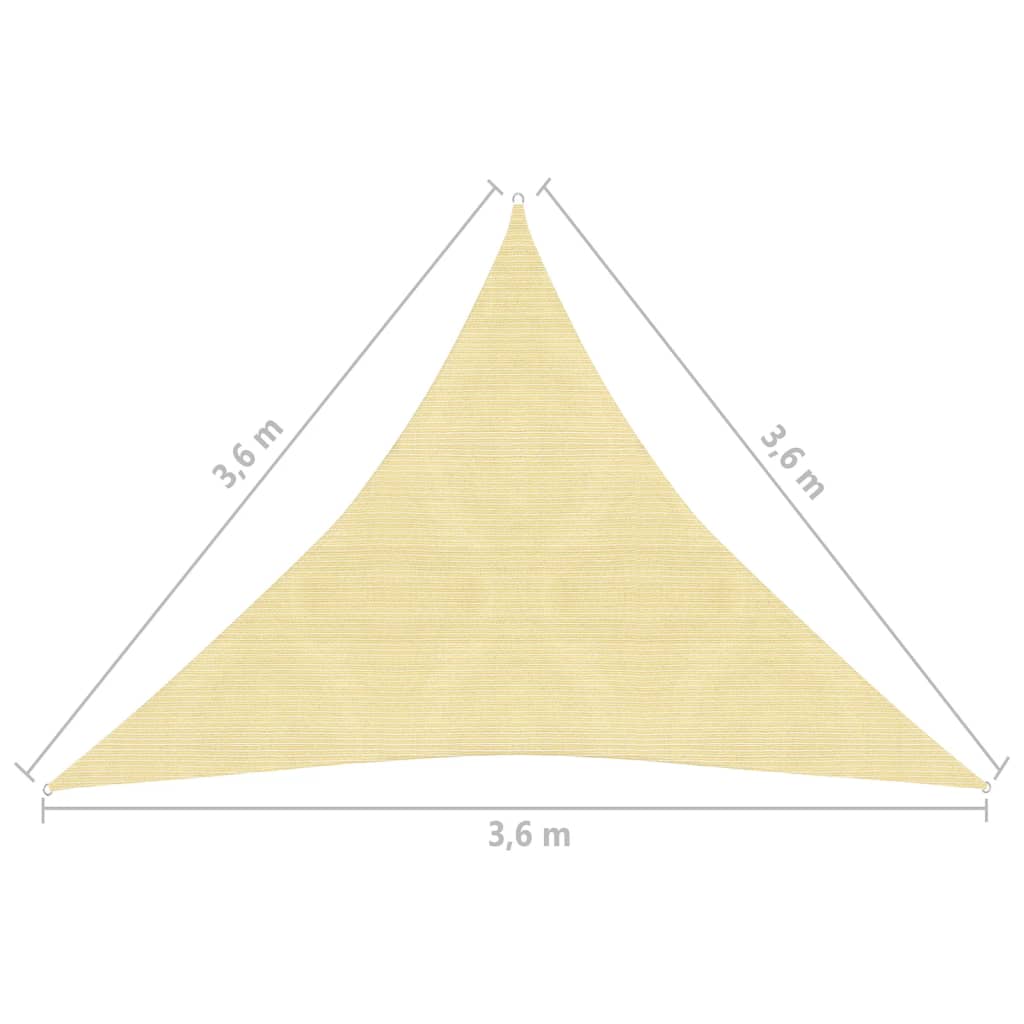vidaXL مظلة شراعية HDPE مثلثة 3.6×3.6×3.6 م بيج