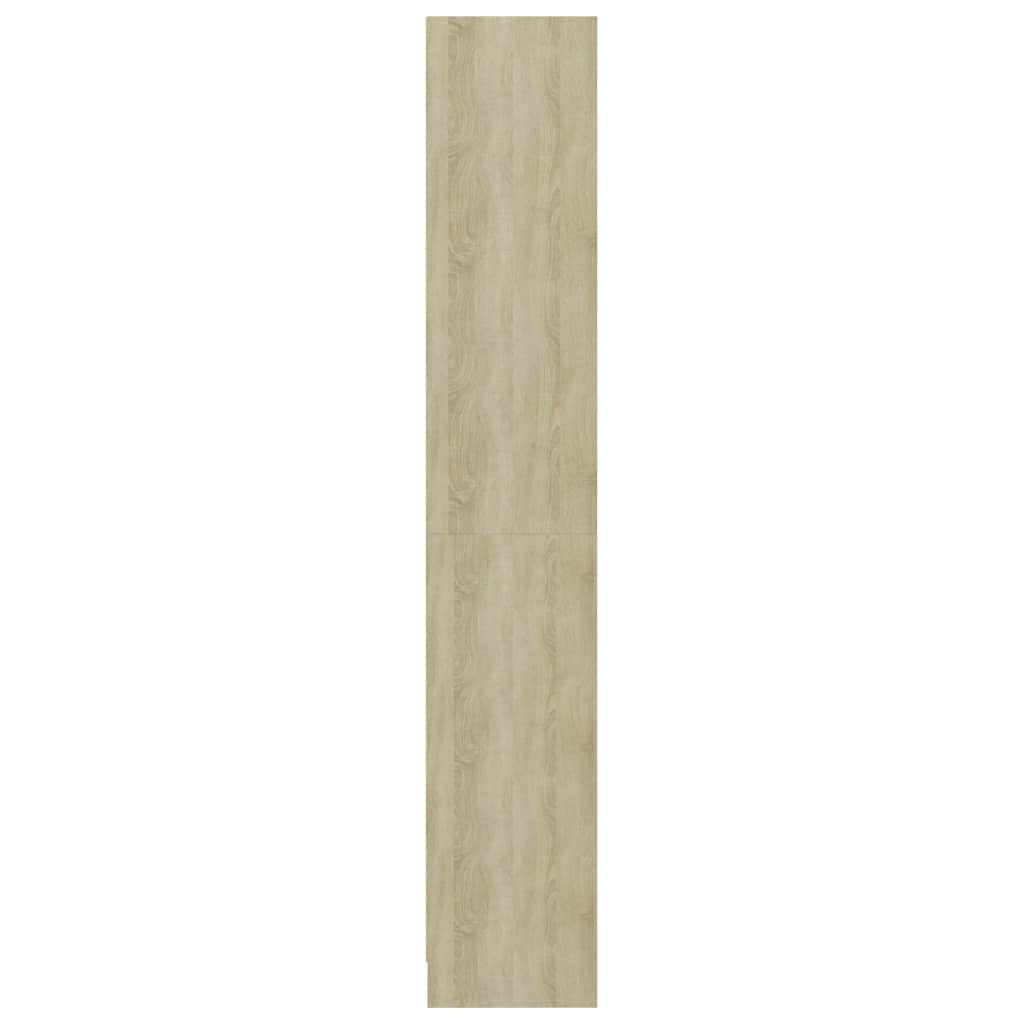 vidaXL خزانة كتب 4 طبقات أبيض وسونوما اوك 40×24×142 سم خشب مضغوط