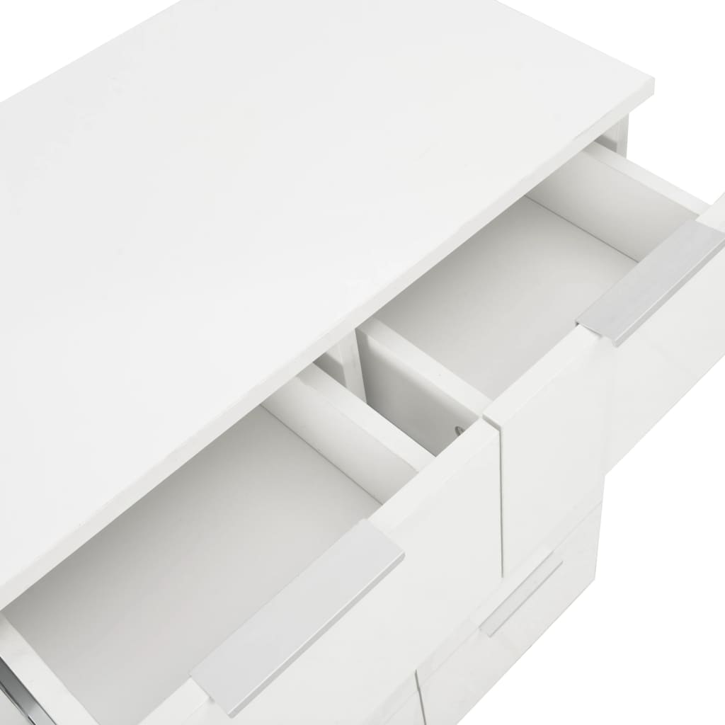 vidaXL خزانة جانبية أبيض لامع 60×35×80 سم خشب حُبيبي