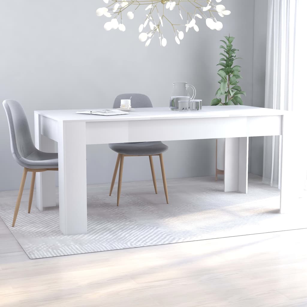 vidaXL طاولة سفرة أبيض 180×90×76 سم خشب حبيبي