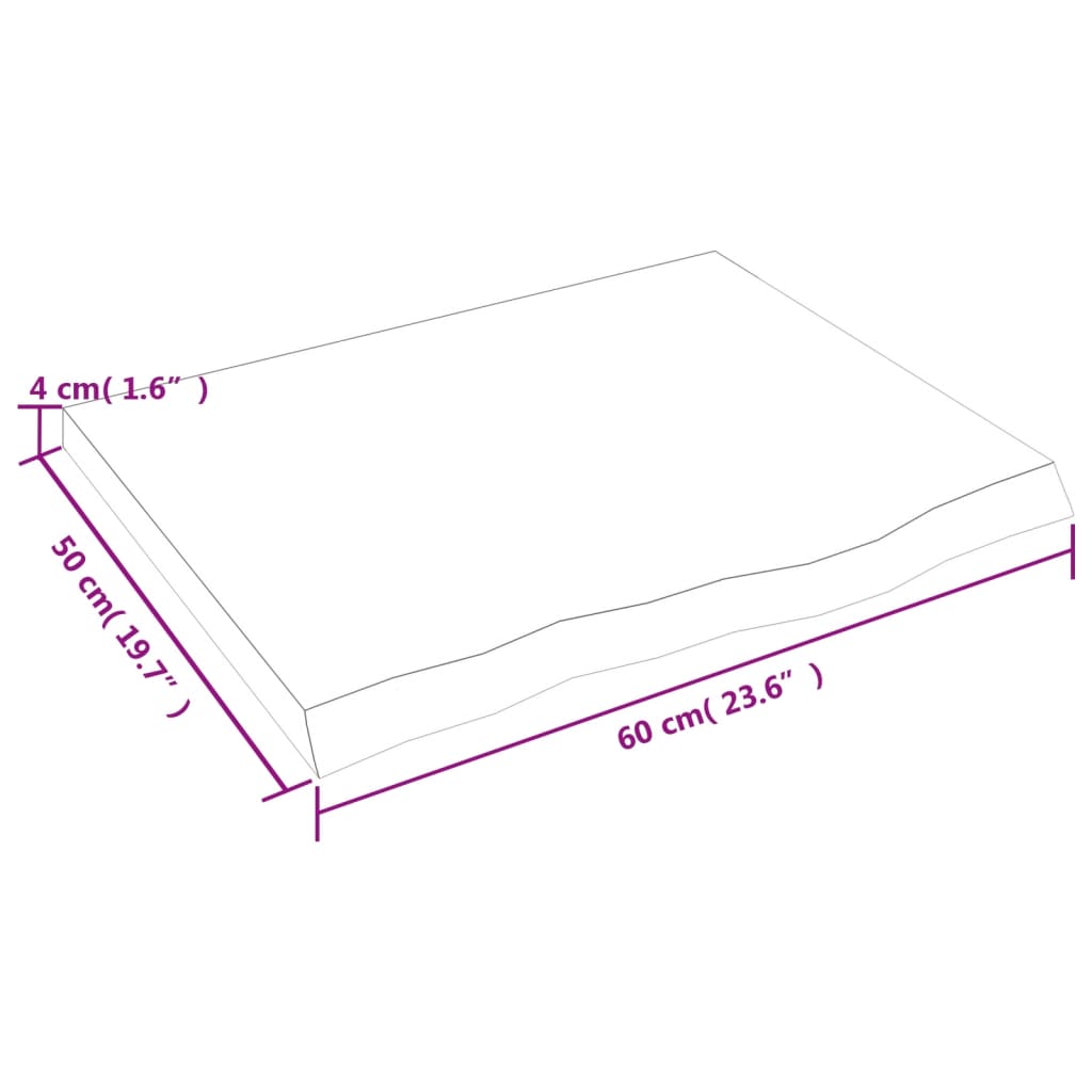 vidaXL سطح طاولة لون بني فاتح 60*50*(2-4) سم خشب بلوط صلب معالج