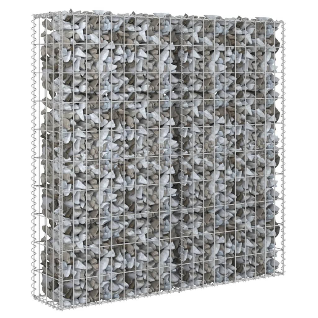 vidaXL جدار جابيون مع أغطية فولاذ مجلفن 100x20x80 سم