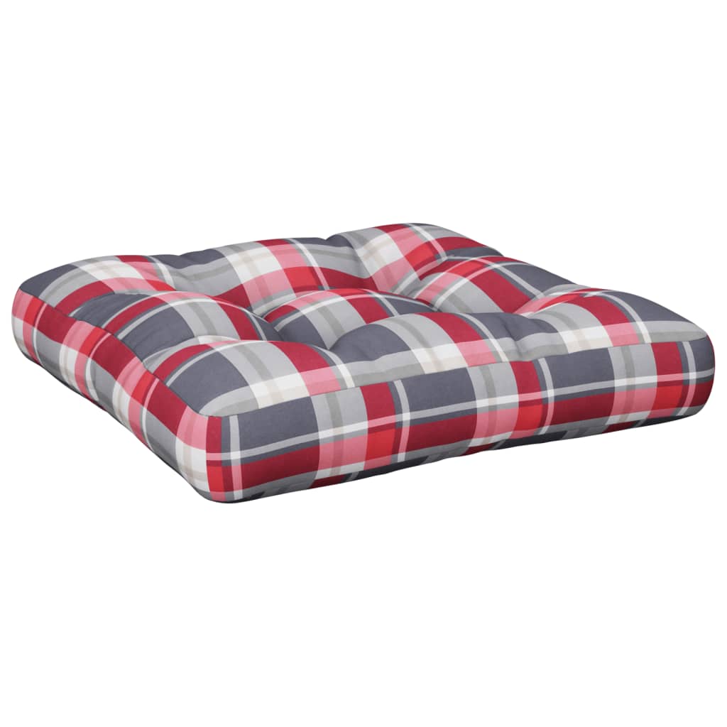 vidaXL وسادة أريكة طبلية نمط كاروهات أحمر 58×58×10 سم