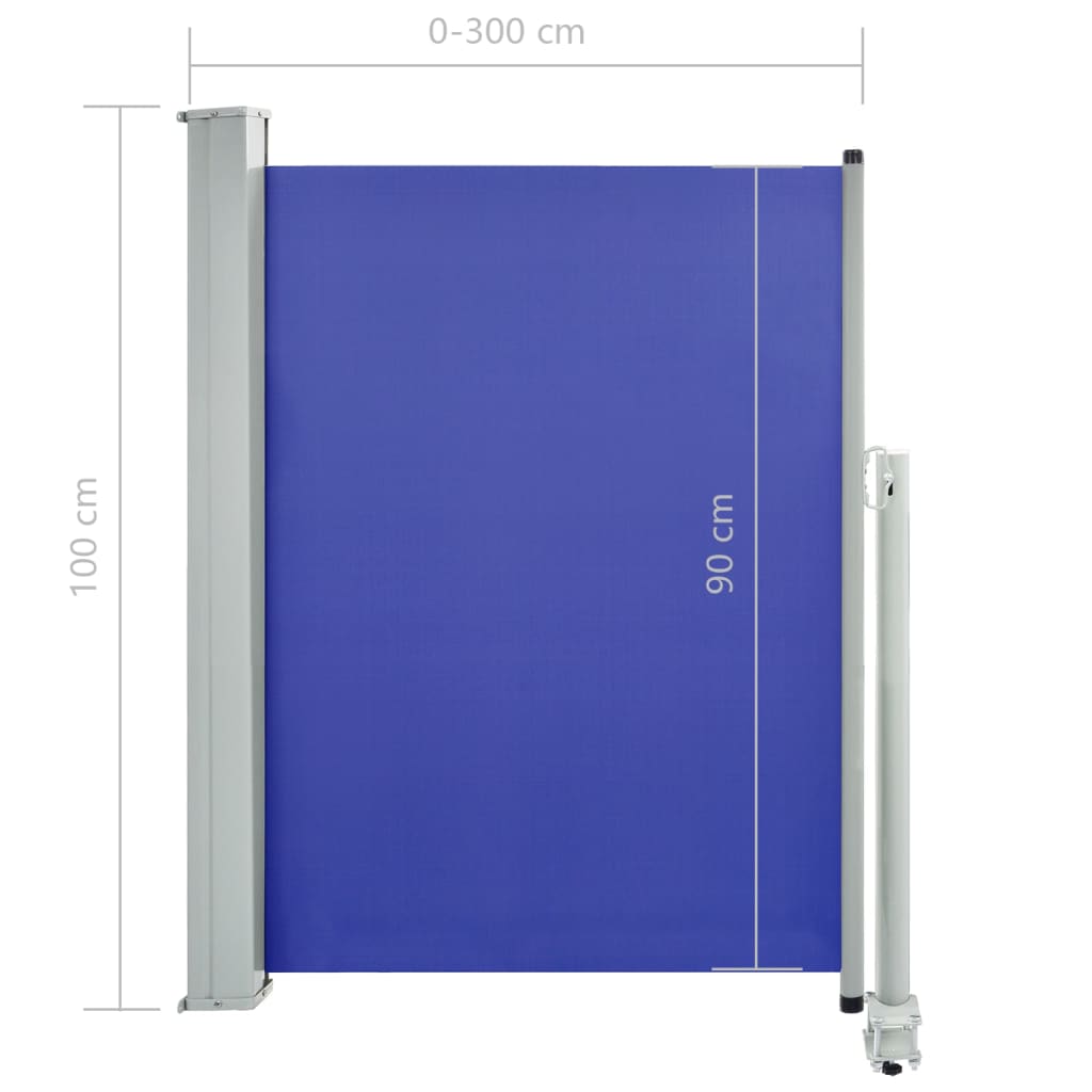vidaXL مظلة فناء جانبية قابلة للسحب 100×300 سم أزرق
