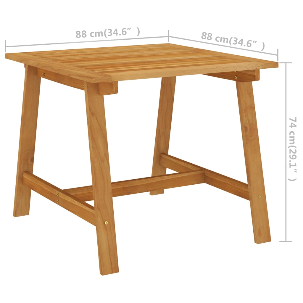 vidaXL طاولة سفرة حديقة 88×88×74 سم خشب سنط صلب